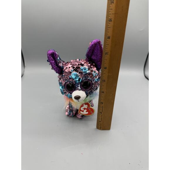 Ty Beanie Boos Flippables Yappy Chihuahua 6” Sequin Plush Dog Sparkle Puppy - Picture 5 of 6